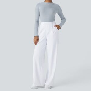 Halara High Waisted Side Pocket Straight Leg Work Pants - White - M
